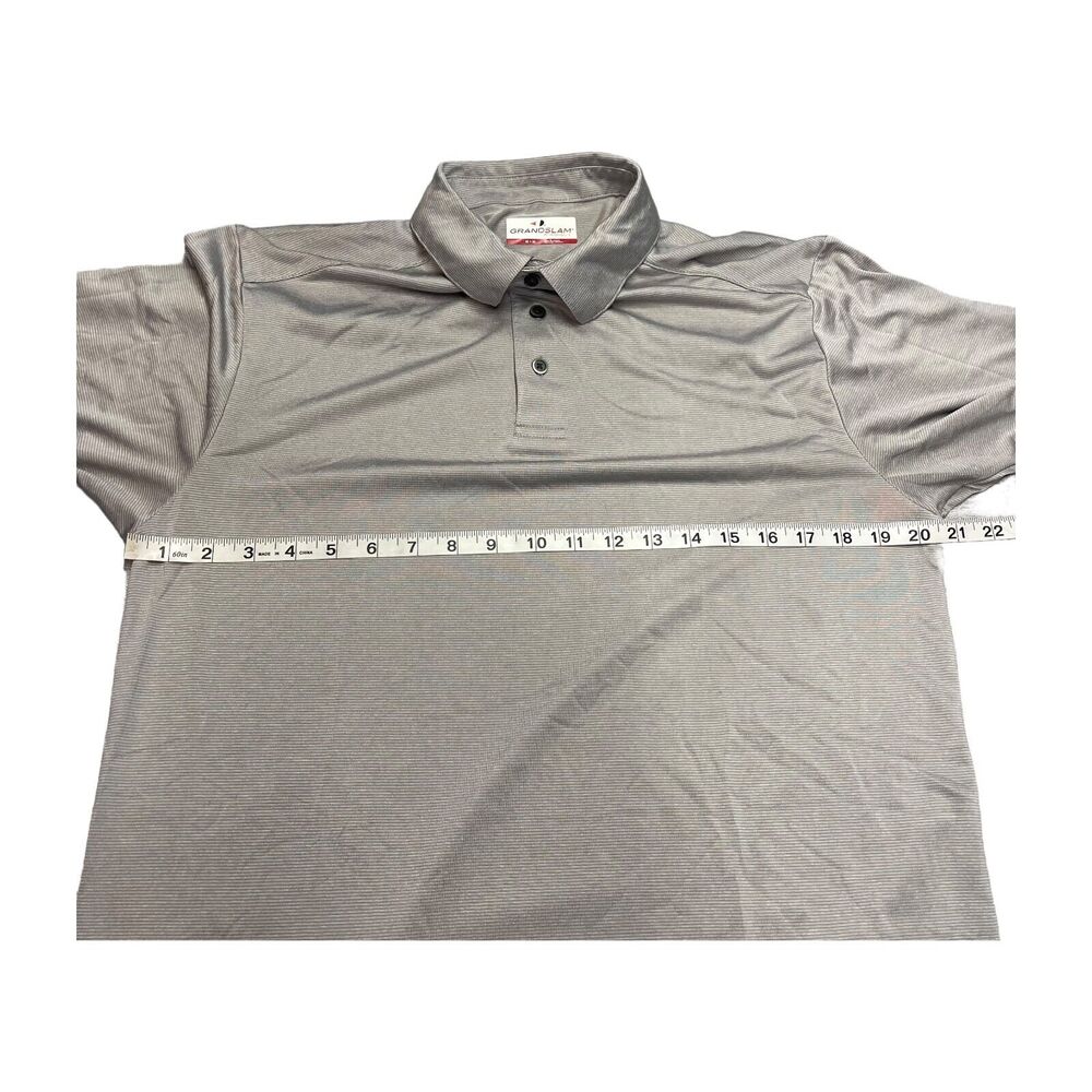 Grand Slam Polo Shirt Men's Medium Gray Striped Short Sleeve Classic Performance - Picture 4 of 6
